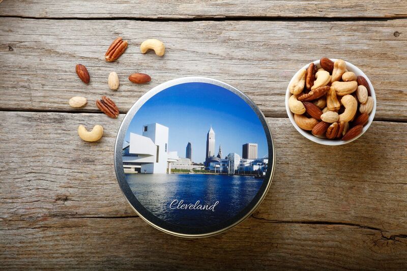 Celebrate Cleveland Imperial Mix Gift Tin - 1lb. - Cashews, Pecans, Almonds.