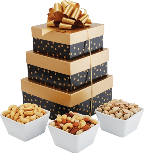 Classic Tower Festive Boxes - 4.6 lbs. - Pistachios, Cashews and Imperial Mix